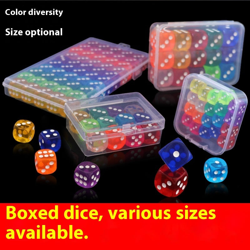 Mahjong Dice, Transparent Multi-Color Crystal Acrylic Square Dice, Boxed, view 2