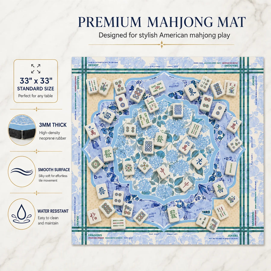 Mahjong Mat, Neoprene, Non-Slip, Waterproof, Foldable, Chinoiserie Lantern Print, view 10
