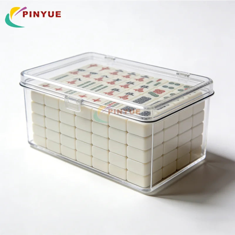 Mahjong Tile Storage Box, Clear Acrylic Display Case with Sliding Lid, view 5