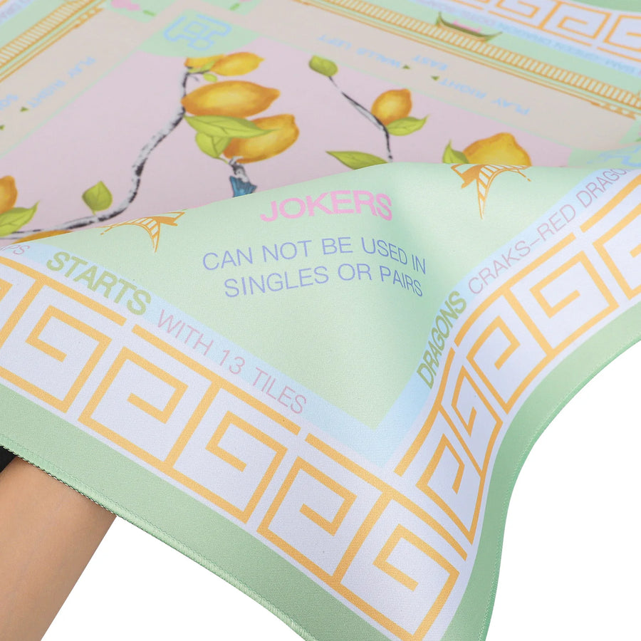 American Mahjong Mat for 4 Players, Square Rubber, Rollable, Portable, Lemon Yellow, view 7