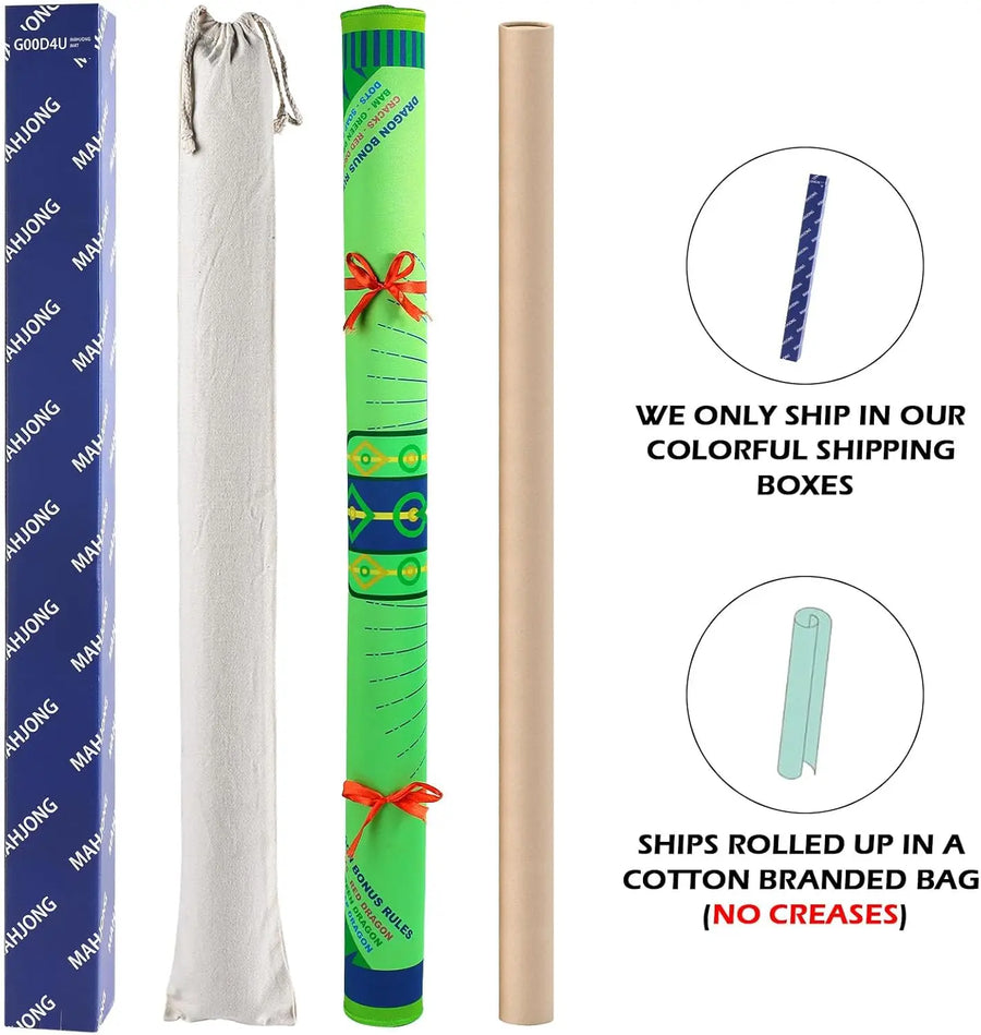 American Mahjong Mat with Rules, 33 x 33 Inch Neoprene, Non-Slip, Noise Reducing, No Creases, view 2