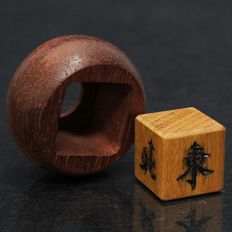 Mahjong Wind Direction Indicator, Solid Wood, Rounded Corner, Burlywood, view 2