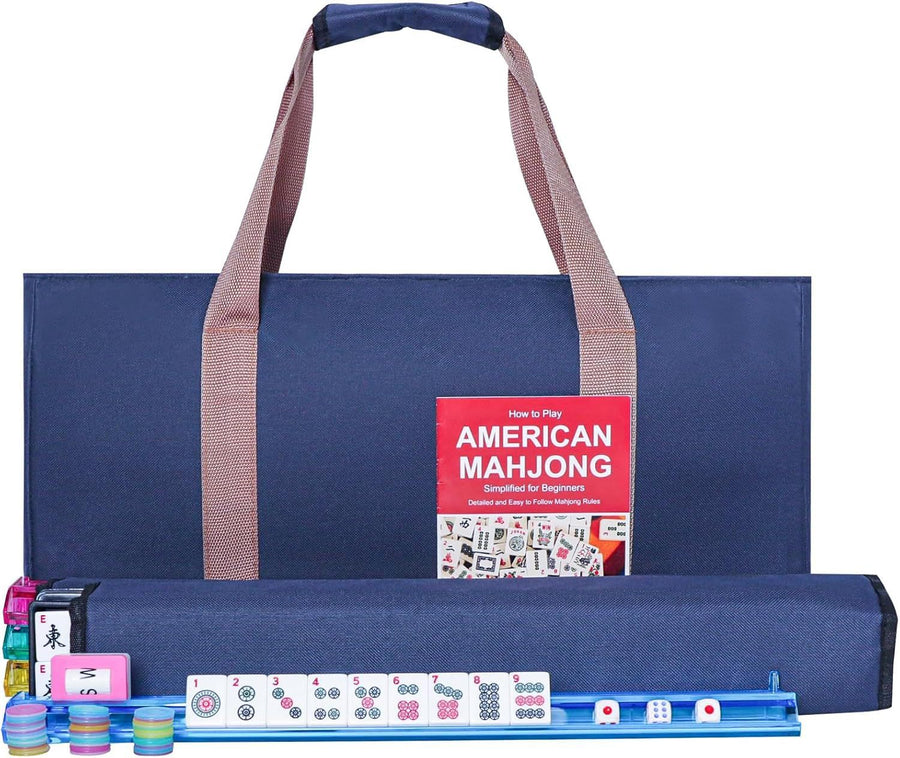 Mahjong Set, 166 Melamine Tiles, Canvas Tote Bag, Wind Indicator, for 4 Players, view 5
