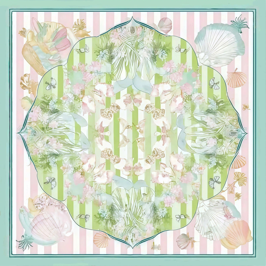American Mahjong Mat, 33 x 33 Inch Neoprene, Non-Slip, Pink Leopard and Palm Scarf Print