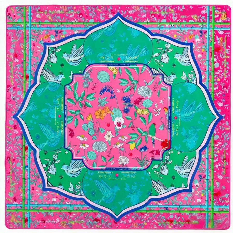 American Mahjong Table Mat, Thickened, Non-Slip, Noise Reducing, Floral Bird Print, view 7