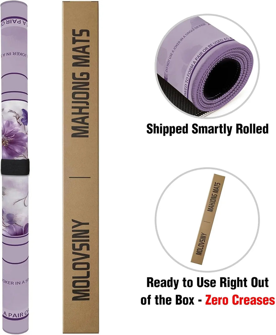 Mahjong Mat, 36 Inch Waterproof Game Mat and Table Cover, Portable, Lavender, view 3