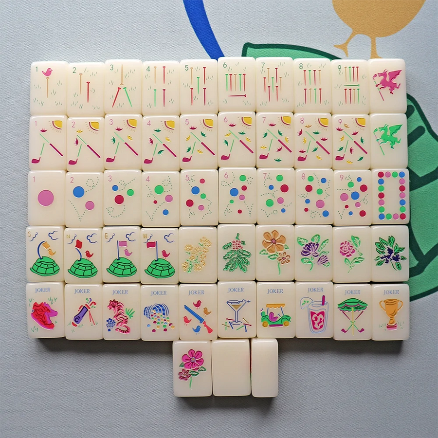 American Mahjong Tile Set, Single Layer Acrylic, Jade Jelly, Palm Springs Minimal Botanical Line, view 5