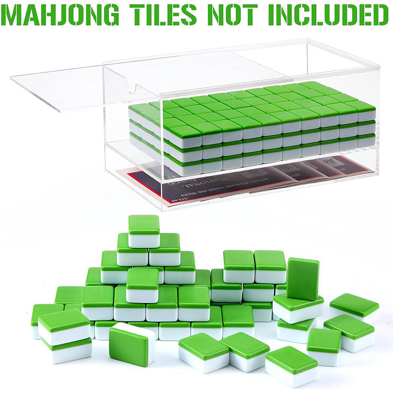 Mahjong Tile Storage Box for 160 Tiles, 2 Layer Clear Acrylic, Stackable, Slide Pull-Out, view 2