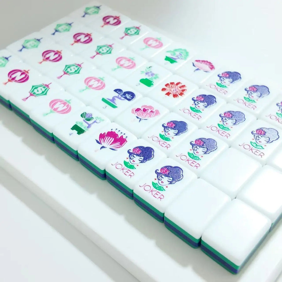 American Mahjong Set, 4 Layer Acrylic Tiles, Dark Green, for Family Gatherings, view 4