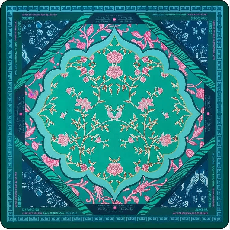 American Mahjong Mat, Rubber, Noise Reducing, Abstract Coral Sea Floral Pattern, view 2