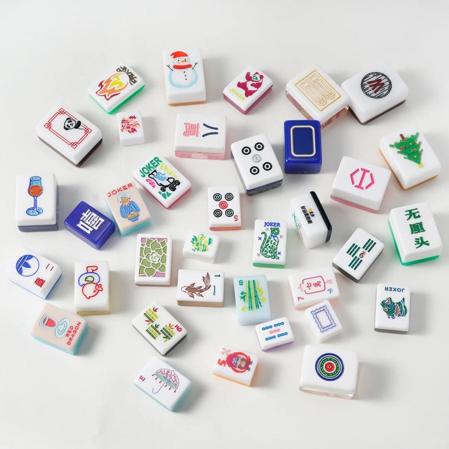 American Mahjong Set, 3 Layer Carved Acrylic Tiles, PVC Color Box, for Travel, view 4