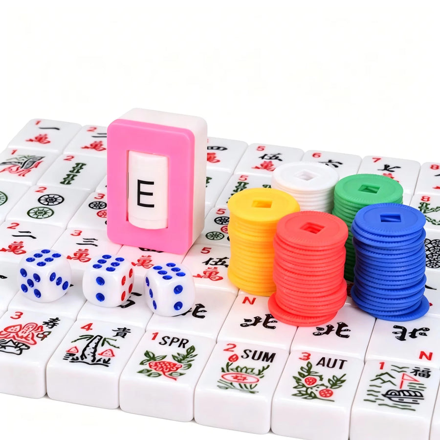 American Mahjong Accessories Set with English Wind Indicator, 3 Dice, Chips, Coins, Manual and Scorecard, view 6
