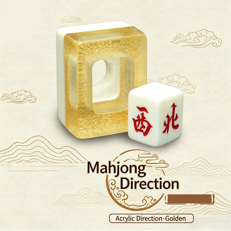 Mahjong Direction Indicator, Six-Sided Acrylic, Right Angle Corners, Multiple Colors
