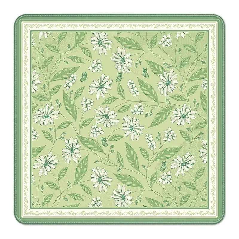 American Mahjong Mat with Printed Game Layout, Stitched Edge Square Natural Rubber, Non-Slip