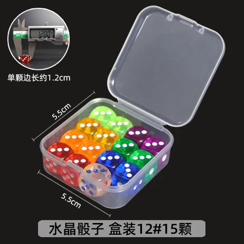 Mahjong Dice, Transparent Multi-Color Crystal Acrylic Square Dice, Boxed, view 9