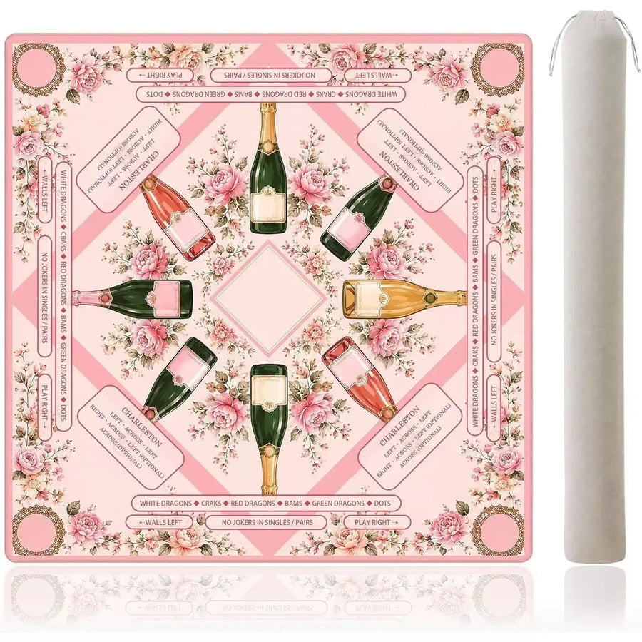 Mahjong Mat, 31.5 x 31.5 Inch (80 cm) Natural Rubber, Non-Slip, Noise Reducing, Preppy Style