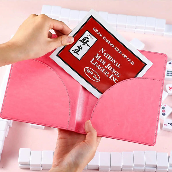 Mahjong Score Card Holder, PU Leather Foldable Waterproof Card Sleeve and Protector