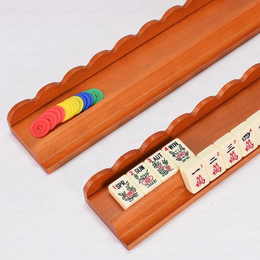American Mahjong 2-in-1 Rack and Pusher, Set of 4, Scalloped Magnetic Wood, view 3