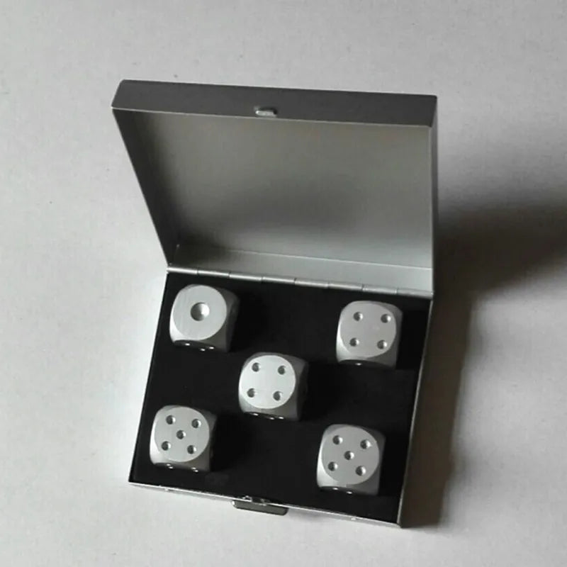 Mahjong Dice Set, Aluminum Travel Dice, Silver, for Party Games, view 8