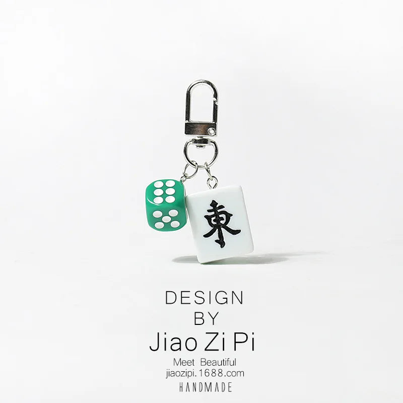 Mahjong Keychain, Red Dragon Tile Pendant, Bag Charm for Backpacks, view 10
