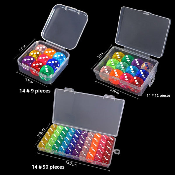 Mahjong Dice, Transparent Multi-Color Crystal Acrylic Square Dice, Boxed