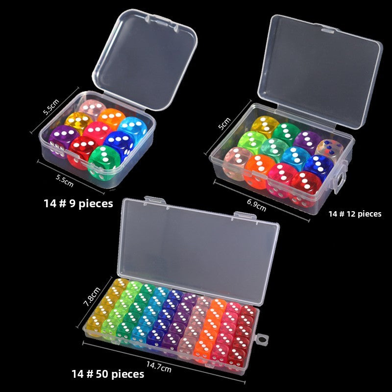 Mahjong Dice, Transparent Multi-Color Crystal Acrylic Square Dice, Boxed