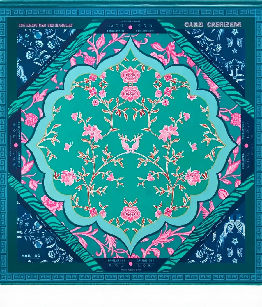 American Mahjong Table Mat, Thickened, Non-Slip, Noise Reducing, Floral Bird Print, view 10