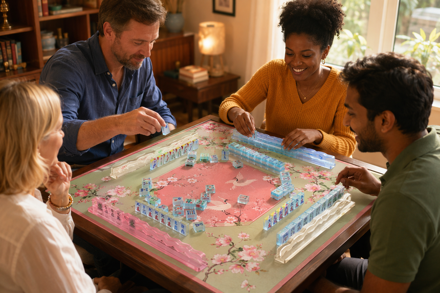 American Mahjong Set, 160 Tiles, 30mm Acrylic, for 4 Players, Sky Blue, view 6