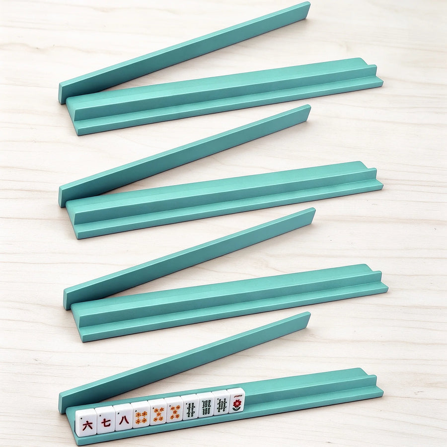 Mahjong Tile Racks and Pushers, Set of 4, 20 Inch Foldable Modern Wood, Portable, view 9
