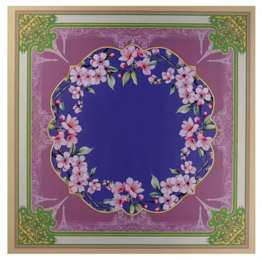 American Mahjong Mat, 33 x 33 Inch Neoprene, Non-Slip, Pink Leopard and Palm Scarf Print