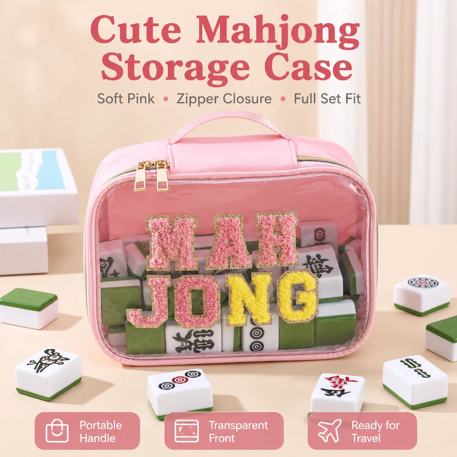 American Mahjong Storage Bag with Clear Window, Large Capacity Travel Carry Case for Tile Set, view 3