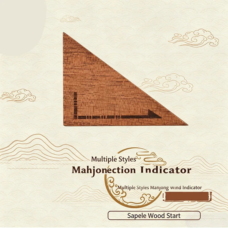 Mahjong Wind Direction Indicator, Solid Wood, Rounded Corner, Burlywood, view 12