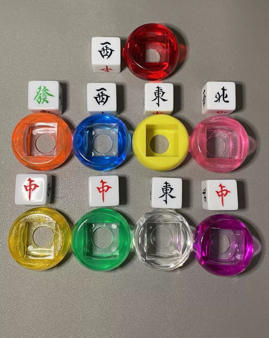 Mahjong Wind Indicator Dealer Marker, Transparent Multicolor Acrylic, for Chinese and American Mahjong, view 3