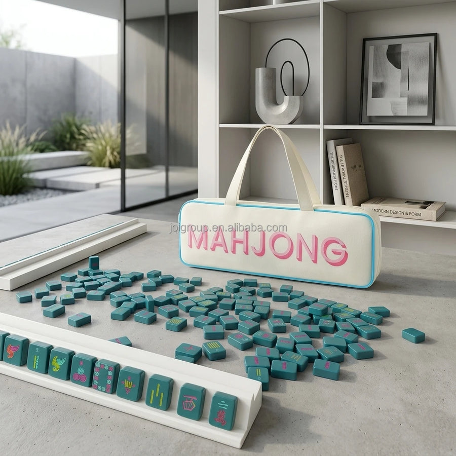 Mahjong Carrying Case with 4 Rack Slots and Mat Holder, Large Capacity Bag, view 6
