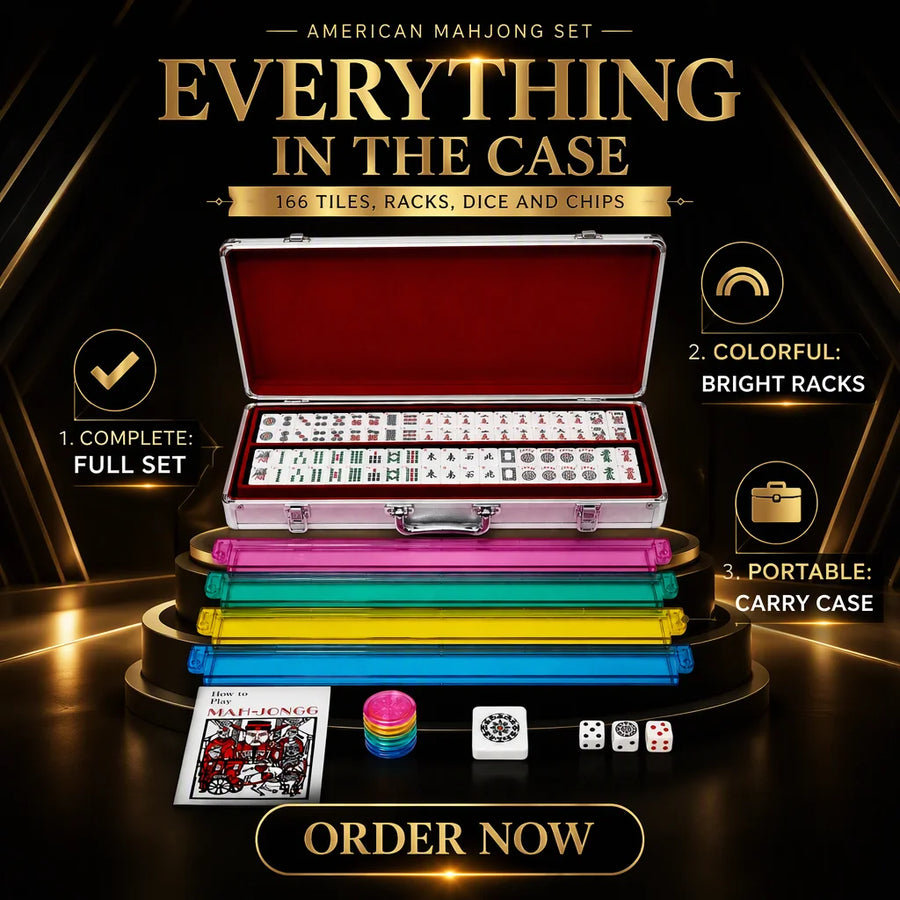 American Mahjong Set, 166 Acrylic Tiles with Aluminum Carry Case, Racks and Dice, view 5
