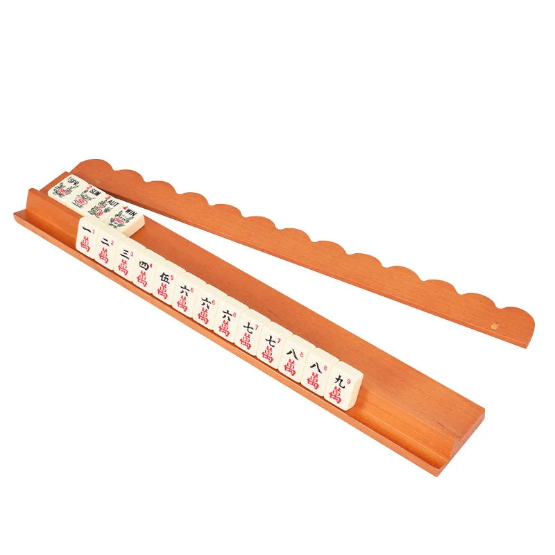 American Mahjong Racks with Pushers, Foldable Portable Wood Tile Racks, view 2