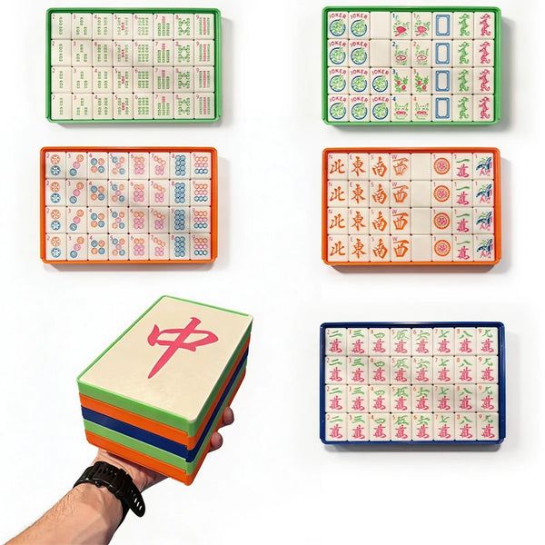 Mini American Mahjong Set, 160 3D Engraved Melamine Tiles, 1.2 Inch, with Storage Box and Dice