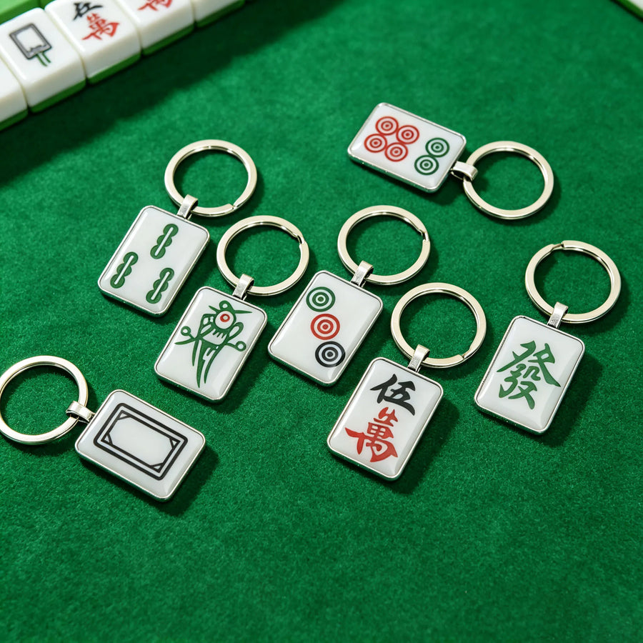 Mahjong Tile Keychain, Stainless Steel, Waterproof, for Bag or Backpack, view 2