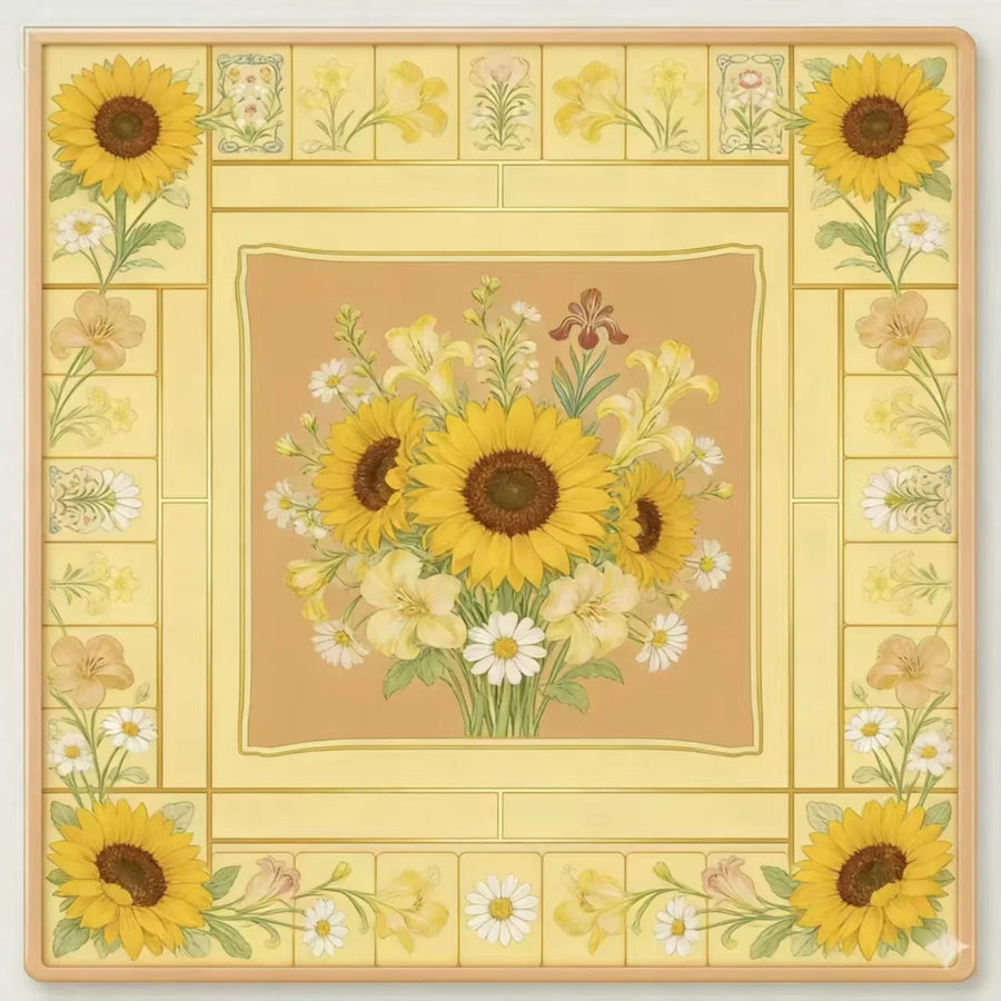 American Mahjong Mat for 4 Players, Foldable Non-Slip Rubber, Leopard Design