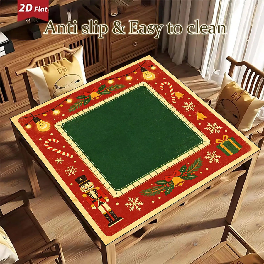 Christmas Mahjong Mat, Natural Rubber, Non-Slip, Noise Reducing, Water Resistant
