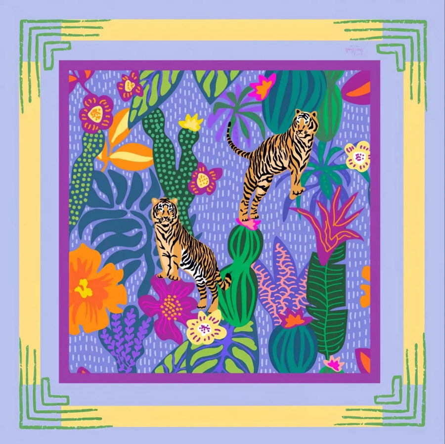American Mahjong Mat, 33 x 33 Inch Neoprene, Non-Slip, Pink Leopard and Palm Scarf Print, view 6