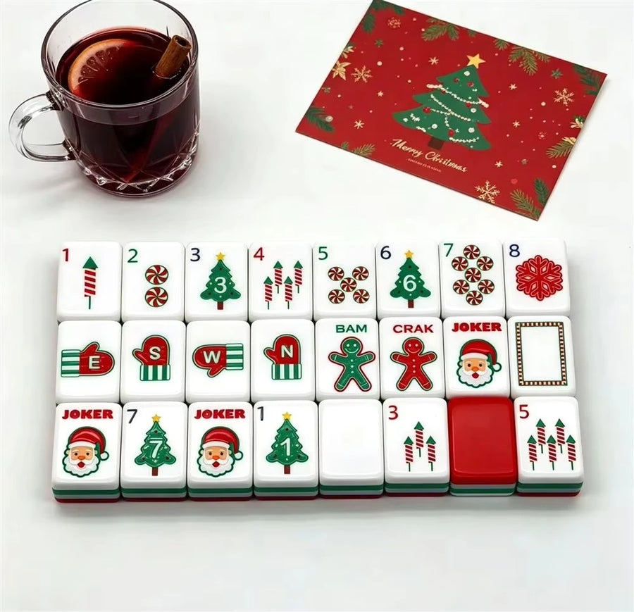 Mahjong Tiles, 160 Pieces, 30 x 23 x 13 mm Acrylic, Christmas Gingerbread Man, Santa and Tree, view 5