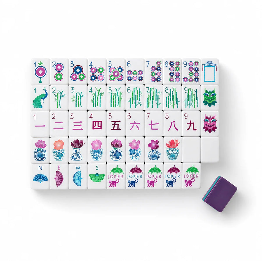 American Mahjong Set, 166 Tiles, 4 Layer Acrylic, Purple with Umbrella Monkey Joker, view 4