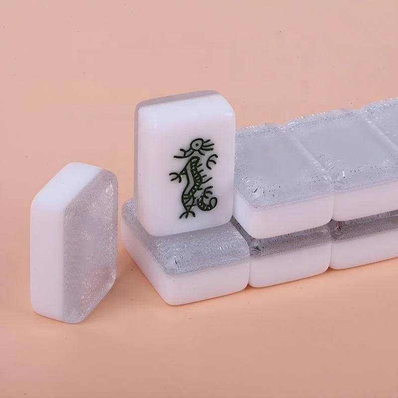 American Mahjong Tile Set, 166 Pieces, 30 mm Glitter Gold Acrylic, Classic Dot and Bird Print, view 5