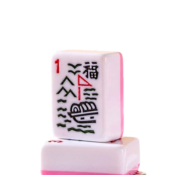 American Mahjong Set, 166 Engraved Melamine Tiles, 30mm, Pink and White