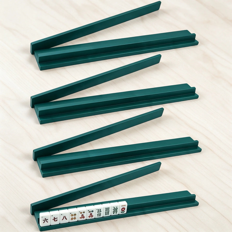 Mahjong Tile Racks and Pushers, Set of 4, 20 Inch Foldable Modern Wood, Portable, view 4