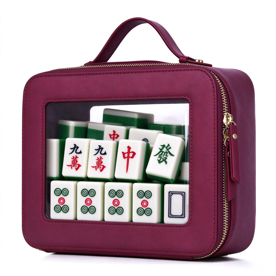 Mahjong Travel Case, Portable Storage Bag with Clear PU Cover, view 9