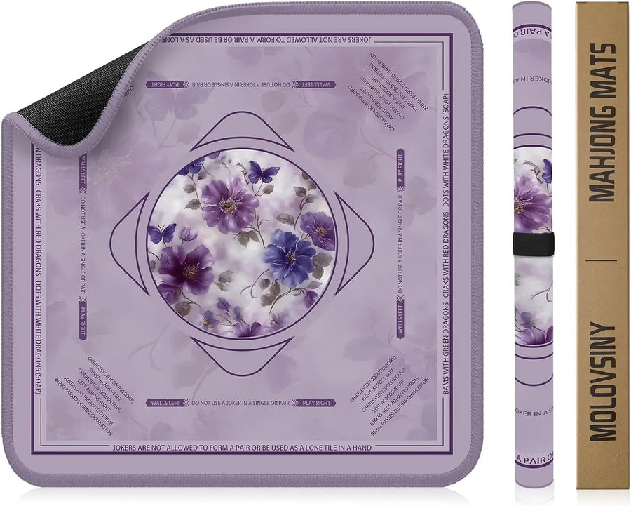 Mahjong Mat, 36 Inch Waterproof Game Mat and Table Cover, Portable, Lavender