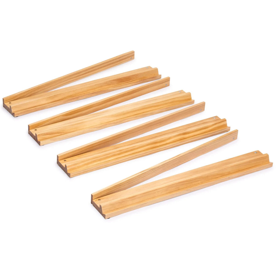 Mahjong Rack with Pusher, Natural Pine Wood Tile Holder and Organizer for Mahjong and Dominoes, view 3