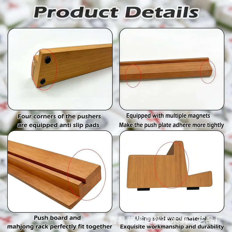 American Mahjong and Domino Racks, Set of 4, Magnetic Solid Wood, view 2